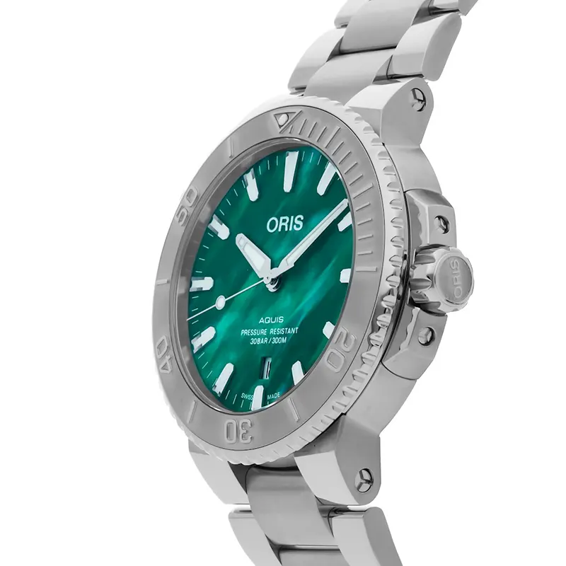 Oris X Bracenet Auto Aquis Date Green Dial Men's Watch | 0173377304137